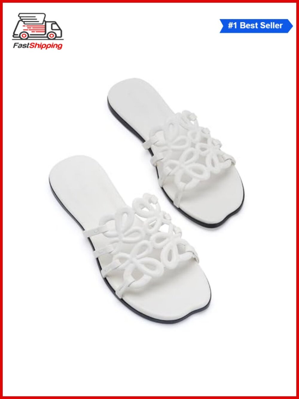 ✨ Flat Sandals for Women Open Toe Slip On Dressy Slides Comfortable Summer